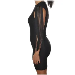 Patrizia Pepe - Short Dress with Fringes and Embroidery - Black - Dress - Made in Italy - Luxury Exclusive Collection - Avvenice^ Dresses