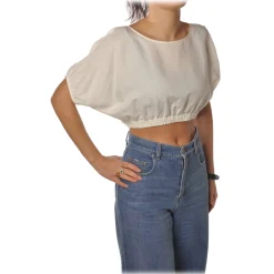 Patrizia Pepe - Short Model T-shirt with Elastic - White - T-shirt - Made in Italy - Luxury Exclusive Collection - Avvenice^ T-shirt