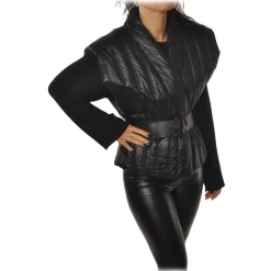 Patrizia Pepe - Sleeveless Jacket in Stitched Nylon - Black - Jacket - Made in Italy - Luxury Exclusive Collection - Avvenice^ Jackets