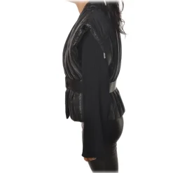 Patrizia Pepe - Sleeveless Jacket in Stitched Nylon - Black - Jacket - Made in Italy - Luxury Exclusive Collection - Avvenice^ Jackets