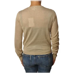 Patrizia Pepe - Sweater Crew-neck in Laminated Yarn - Beige - Pullover - Made in Italy - Luxury Exclusive Collection - Avvenice^ Knitwears
