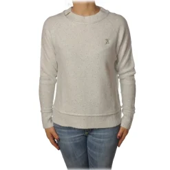 Patrizia Pepe - Sweater Round Neck with Paillettes - White - Pullover - Made in Italy - Luxury Exclusive Collection - Avvenice^ Knitwears