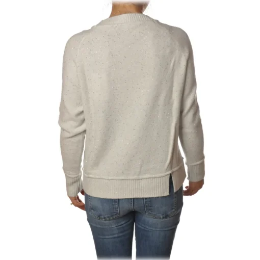 Patrizia Pepe - Sweater Round Neck with Paillettes - White - Pullover - Made in Italy - Luxury Exclusive Collection - Avvenice^ Knitwears