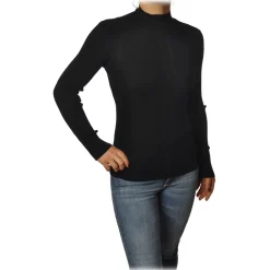 Patrizia Pepe - Sweater with Long Sleeves in Stretch Yarn - Black - Pullover - Made in Italy - Luxury Exclusive Collection - Avvenice^ Knitwears