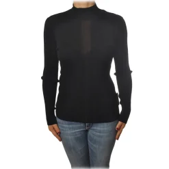 Patrizia Pepe - Sweater with Long Sleeves in Stretch Yarn - Black - Pullover - Made in Italy - Luxury Exclusive Collection - Avvenice^ Knitwears