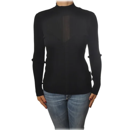 Patrizia Pepe - Sweater with Long Sleeves in Stretch Yarn - Black - Pullover - Made in Italy - Luxury Exclusive Collection - Avvenice^ Knitwears
