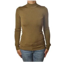 Patrizia Pepe - Sweater with Removable Feather Insert - Camel - Pullover - Made in Italy - Luxury Exclusive Collection - Avvenice^ Knitwears