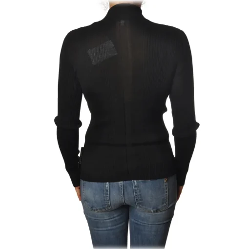 Patrizia Pepe - Sweater with Long Sleeves in Stretch Yarn - Black - Pullover - Made in Italy - Luxury Exclusive Collection - Avvenice^ Knitwears