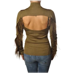 Patrizia Pepe - Sweater with Removable Feather Insert - Camel - Pullover - Made in Italy - Luxury Exclusive Collection - Avvenice^ Knitwears