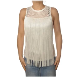 Patrizia Pepe - Top with Fringes - White - Top - Made in Italy - Luxury Exclusive Collection - Avvenice^ Tops