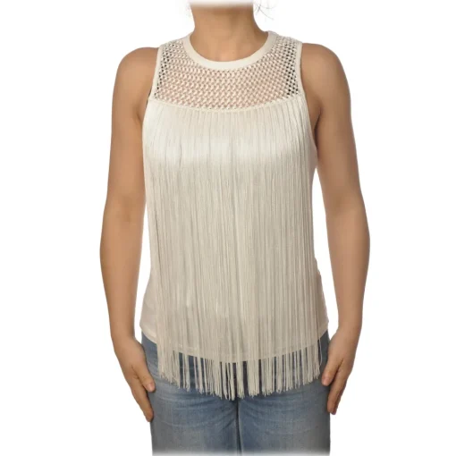 Patrizia Pepe - Top with Fringes - White - Top - Made in Italy - Luxury Exclusive Collection - Avvenice^ Tops