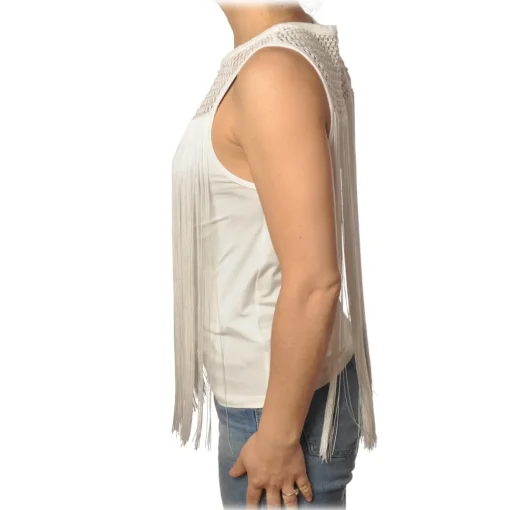 Patrizia Pepe - Top with Fringes - White - Top - Made in Italy - Luxury Exclusive Collection - Avvenice^ Tops