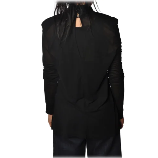 Patrizia Pepe - Transparent Fabric Blouse with Straps - Black - Shirt - Made in Italy - Luxury Exclusive Collection - Avvenice^ Shirts