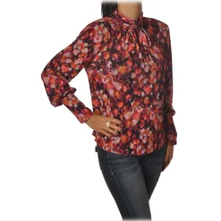 Patrizia Pepe - Tunic with High Collar in Fantasy - Flower Fantasy - Shirt - Made in Italy - Luxury Exclusive Collection - Avvenice^ Shirts