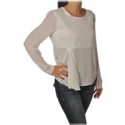 Patrizia Pepe - Tunic with Long Sleeve and Cut on the Front - White - Shirt - Made in Italy - Luxury Exclusive Collection - Avvenice^ Shirts