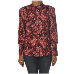 Patrizia Pepe - Tunic with High Collar in Fantasy - Flower Fantasy - Shirt - Made in Italy - Luxury Exclusive Collection - Avvenice^ Shirts
