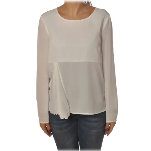 Patrizia Pepe - Tunic with Long Sleeve and Cut on the Front - White - Shirt - Made in Italy - Luxury Exclusive Collection - Avvenice^ Shirts