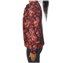 Patrizia Pepe - Tunic with High Collar in Fantasy - Flower Fantasy - Shirt - Made in Italy - Luxury Exclusive Collection - Avvenice^ Shirts