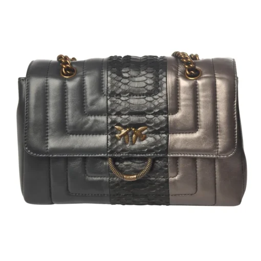 Pinko - Bag Love Soft Quilting in Three Different Leathers - Anthracite - Bag - Made in Italy - Luxury Exclusive Collection - Avvenice^ Bags