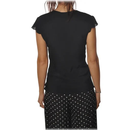 Pinko - Blouse Popcorn V-neck with Half Cap Sleeves - Black - Shirt - Made in Italy - Luxury Exclusive Collection - Avvenice^ Shirts