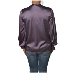 Pinko - Blouse Renzo with Long Sleeve and V-neck in Silk - Purple - Shirt - Made in Italy - Luxury Exclusive Collection - Avvenice^ Shirts