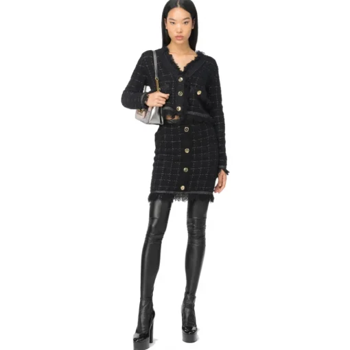Pinko - Check Lurex Patterned Short Jacket - Black - Jacket - Made in Italy - Luxury Exclusive Collection - Avvenice^ Jackets