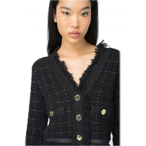 Pinko - Check Lurex Patterned Short Jacket - Black - Jacket - Made in Italy - Luxury Exclusive Collection - Avvenice^ Jackets