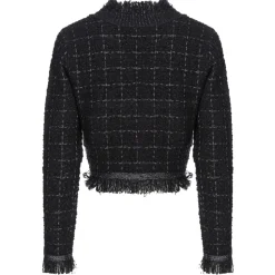 Pinko - Check Lurex Patterned Short Jacket - Black - Jacket - Made in Italy - Luxury Exclusive Collection - Avvenice^ Jackets