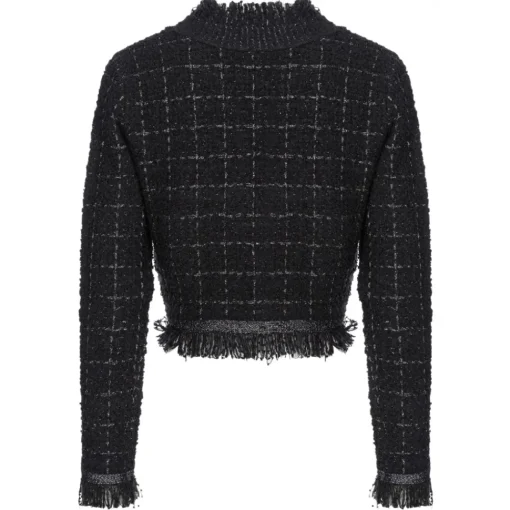 Pinko - Check Lurex Patterned Short Jacket - Black - Jacket - Made in Italy - Luxury Exclusive Collection - Avvenice^ Jackets