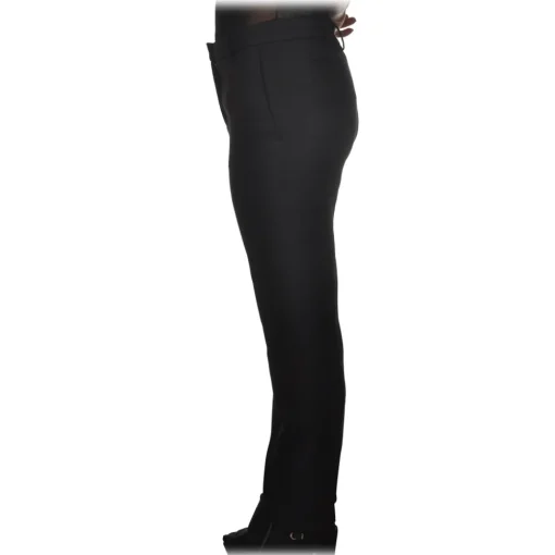 Pinko - Cigarette Trousers Bella6 of Woolly Drill - Black - Trousers - Made in Italy - Luxury Exclusive Collection - Avvenice