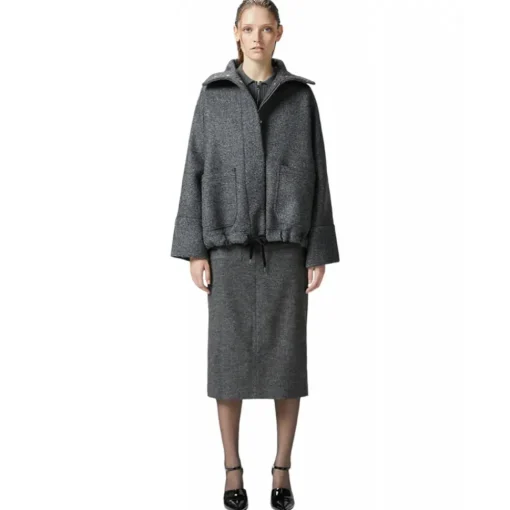 Pinko - Diagonal Cloth Zip Caban - Grey - Jacket - Made in Italy - Luxury Exclusive Collection - Avvenice^ Jackets