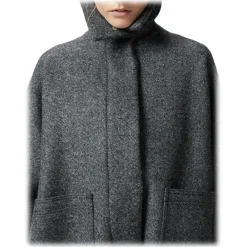 Pinko - Diagonal Cloth Zip Caban - Grey - Jacket - Made in Italy - Luxury Exclusive Collection - Avvenice^ Jackets