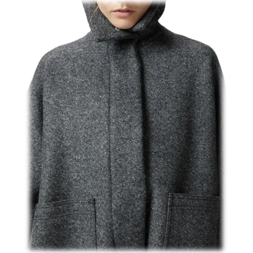 Pinko - Diagonal Cloth Zip Caban - Grey - Jacket - Made in Italy - Luxury Exclusive Collection - Avvenice^ Jackets