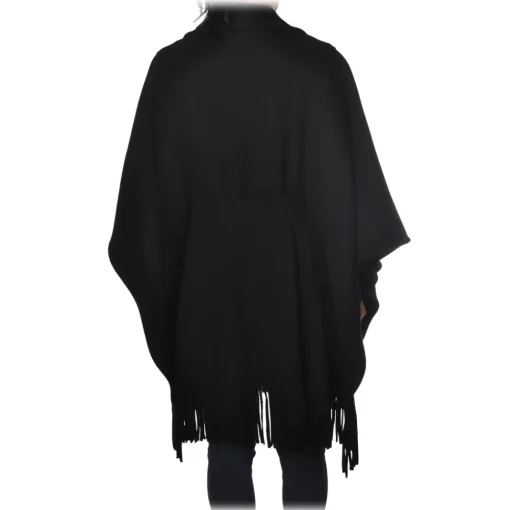 Pinko - Double-Breasted Coat Puerta Mantella with Fringes - Black - Jacket - Made in Italy - Luxury Exclusive Collection - Avvenice^ Jackets