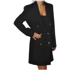 Pinko - Double-Breasted Robe Manteau Fernet2 - Black - Jacket - Made in Italy - Luxury Exclusive Collection - Avvenice^ Jackets