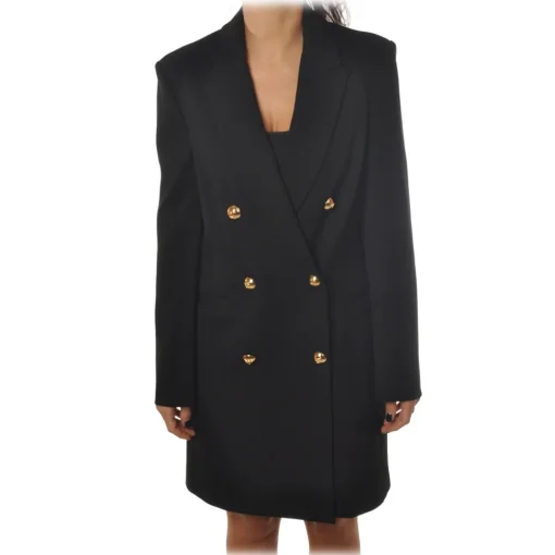 Pinko - Double-Breasted Robe Manteau Fernet2 - Black - Jacket - Made in Italy - Luxury Exclusive Collection - Avvenice^ Jackets
