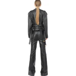 Pinko - Flare Trousers Leather Effect - Black - Trousers - Made in Italy - Luxury Exclusive Collection - Avvenice^ Trousers