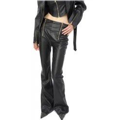 Pinko - Flare Trousers Leather Effect - Black - Trousers - Made in Italy - Luxury Exclusive Collection - Avvenice^ Trousers