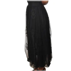 Pinko - Flared Skirt Maritare in Embroidered Tulle - Black - Skirt - Made in Italy - Luxury Exclusive Collection - Avvenice^ Skirts
