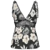 Pinko - Flower Print Top with Lace Detail - Black - Top - Made in Italy - Luxury Exclusive Collection - Avvenice