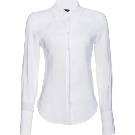 Pinko - Georgette Crop Tight Shirt - White - Shirts - Made in Italy - Luxury Exclusive Collection - Avvenice