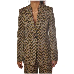 Pinko - Jacket Cassegrain in Geometric Pattern - Yellow/Pink - Jacket - Made in Italy - Luxury Exclusive Collection - Avvenice^ Jackets