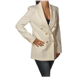 Pinko - Jacket Chinotto3 Double-breasted with Gold Buttons - White - Jacket - Made in Italy - Luxury Exclusive Collection - Avvenice^ Jackets