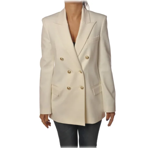 Pinko - Jacket Chinotto3 Double-breasted with Gold Buttons - White - Jacket - Made in Italy - Luxury Exclusive Collection - Avvenice^ Jackets