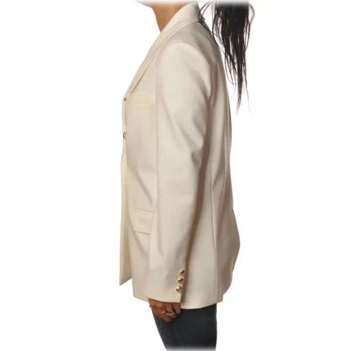 Pinko - Jacket Chinotto3 Double-breasted with Gold Buttons - White - Jacket - Made in Italy - Luxury Exclusive Collection - Avvenice^ Jackets