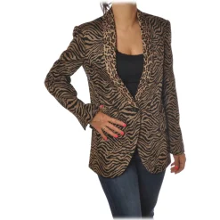 Pinko - Jacket Pragmatica1 in Animalier Pattern - Black/Brown - Jacket - Made in Italy - Luxury Exclusive Collection - Avvenice^ Jackets