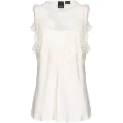 Pinko - Jacquard Print Lace Top - White - Top - Made in Italy - Luxury Exclusive Collection - Avvenice^ Tops
