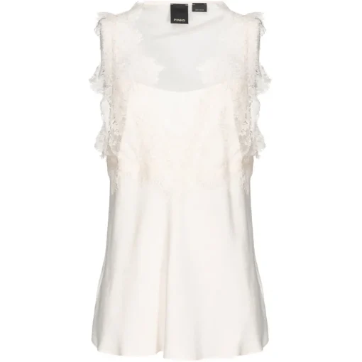 Pinko - Jacquard Print Lace Top - White - Top - Made in Italy - Luxury Exclusive Collection - Avvenice^ Tops