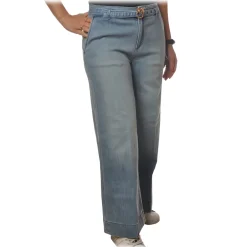 Pinko - Jeans Peggy4 with Logo Denim Belt - Light Blue - Trousers - Made in Italy - Luxury Exclusive Collection - Avvenice^ Trousers