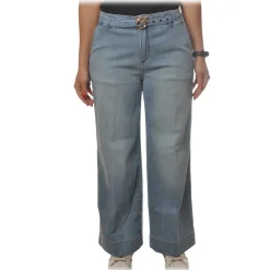 Pinko - Jeans Peggy4 with Logo Denim Belt - Light Blue - Trousers - Made in Italy - Luxury Exclusive Collection - Avvenice^ Trousers